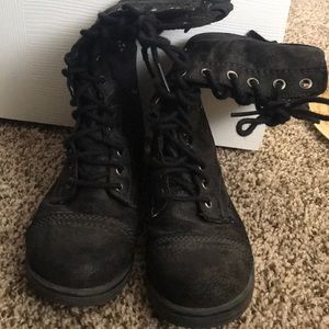 Black combat boots